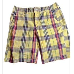 American Eagle Shorts Mens Size 32 Yellow Multi  Plaid Classic Length Y2…